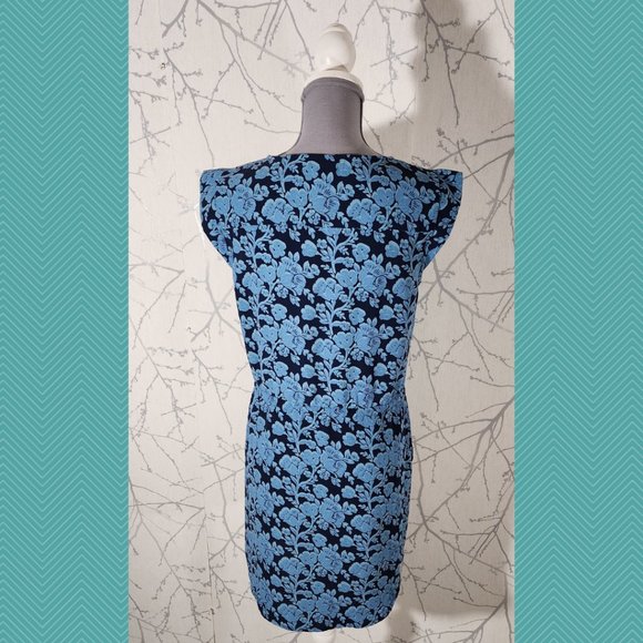 Cabi Blue Floral Printed Drawstring Waist Dress - Picture 4 of 5